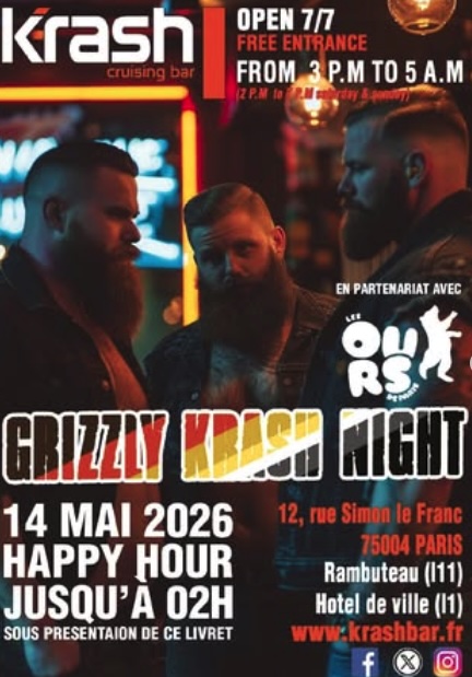 Fierté Ours de Paris 2026 : Grizzli Krash Night