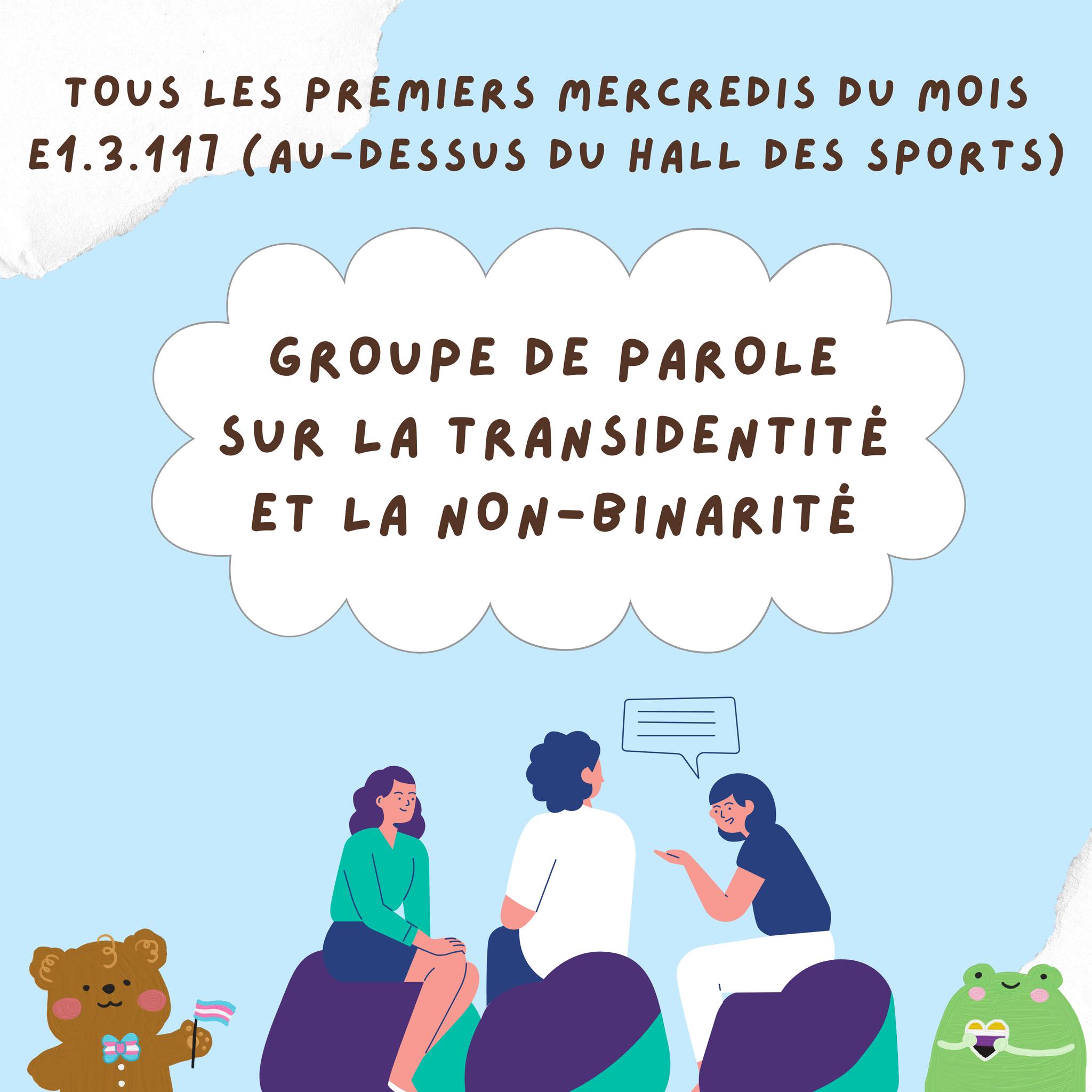 Groupe de parole sur la transidentité et la non-binarité