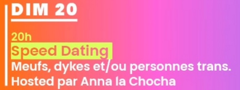 Queer speed dating • Agenda
