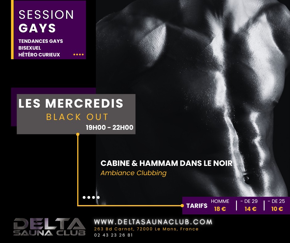 Sauna/cruising 13h-22h - blackout à partir de 19h
