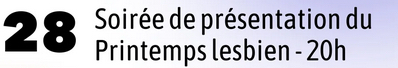 Soirée de présentation du Printemps lesbien