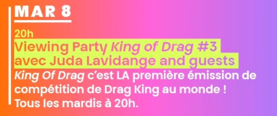 Viewing party king of drag • Agenda